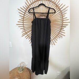 Women’s Old Navy Black Maxi Dress with Ruffle & Tie Back Sleeveless Minimalist M